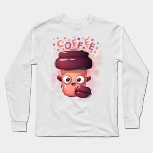 Crazy Coffee Cup Artwork Long Sleeve T-Shirt